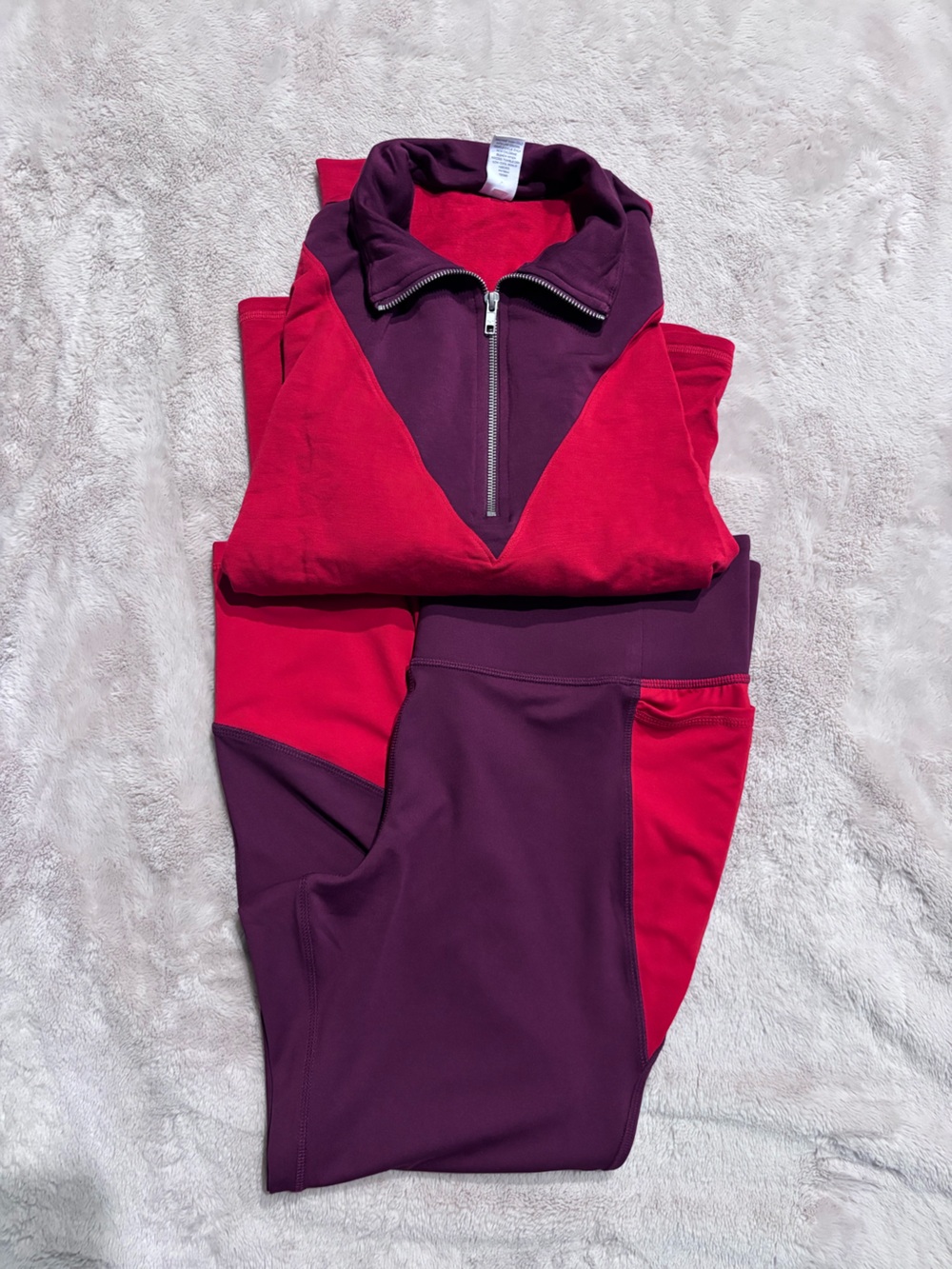 Lane Bryant Magenta & Plum Colorblock Active Jumpsuit